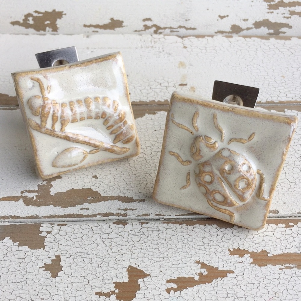 Handmade Tile Hooks Caterpillar Lady Bug Holdbacks